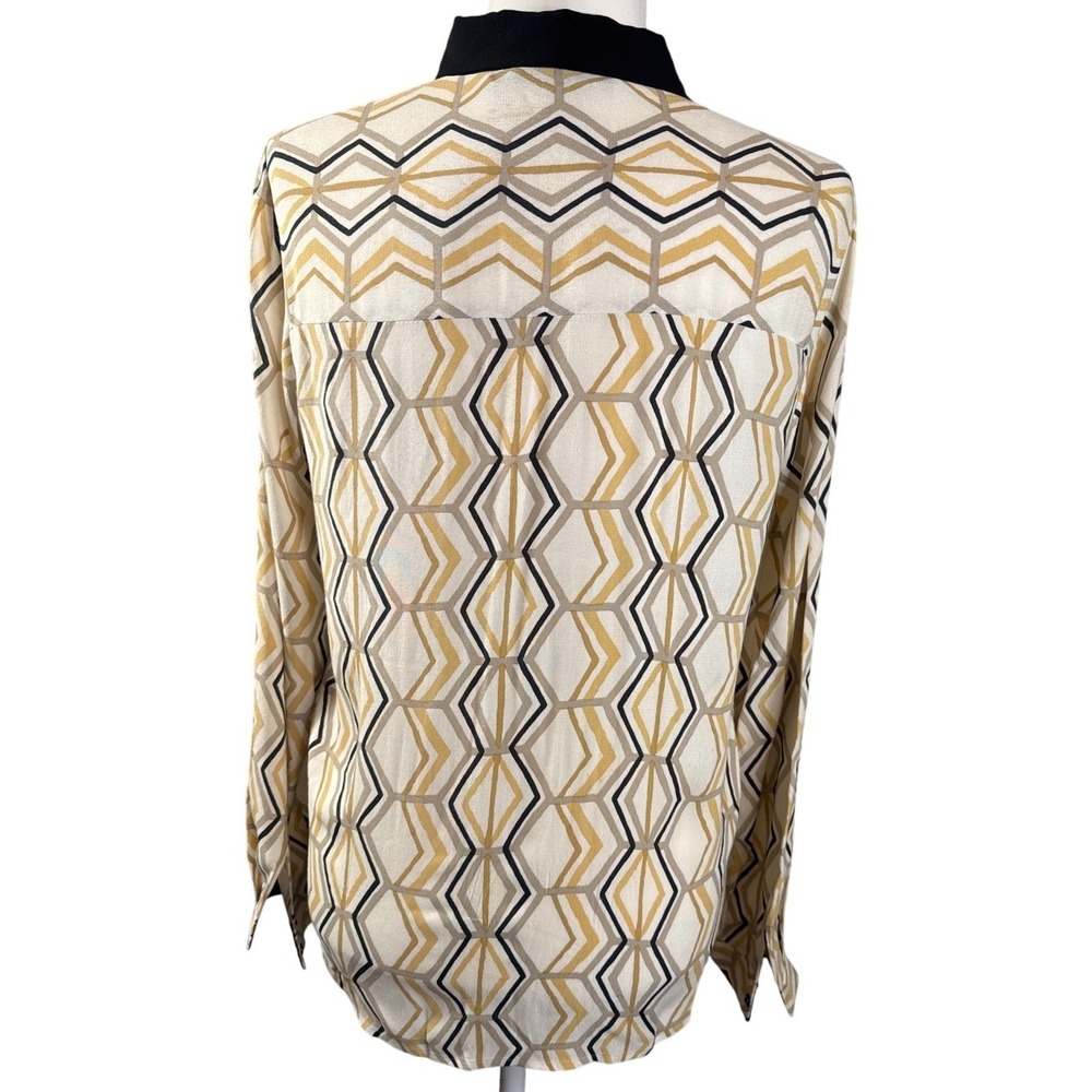 ZARA Basic Geometric Print Button Down‎ Long Sleeve Shirt Women's Size S - Picture 6 of 9
